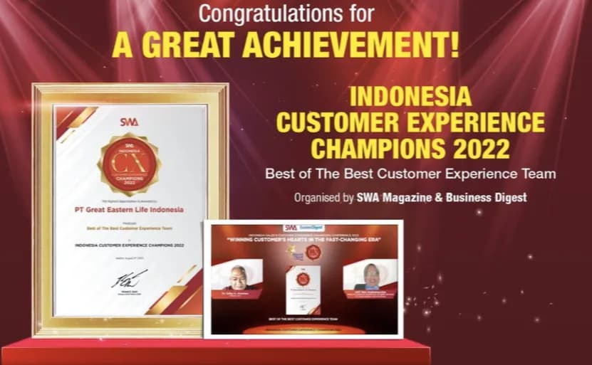 Great Eastern Life Indonesia Berhasil Raih Customer Experience Award 2022