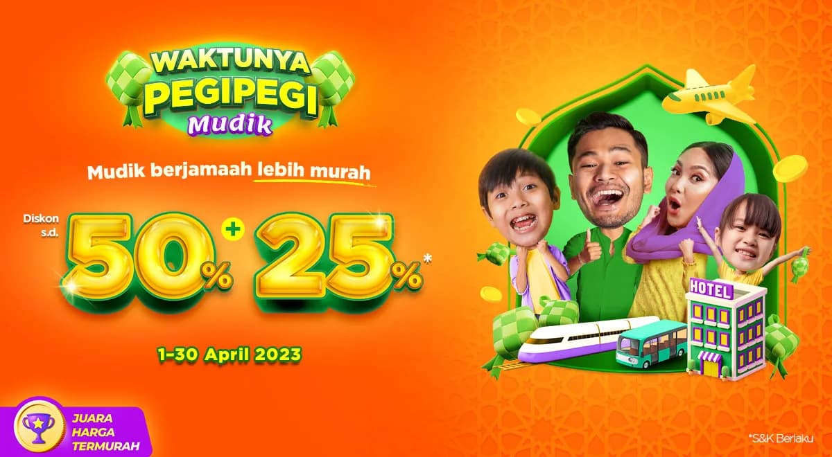 Lebaran Segera Tiba, Pegipegi Hadirkan Deretan Promo Tiket Mudik Murah Diskon Setengah Harga!