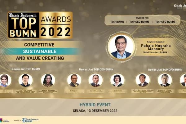 Jasa Marga Raih Penghargaan Outstanding Achievement in Profitability Ratio dalam Bisnis Indonesia TOP BUMN Awards 2022